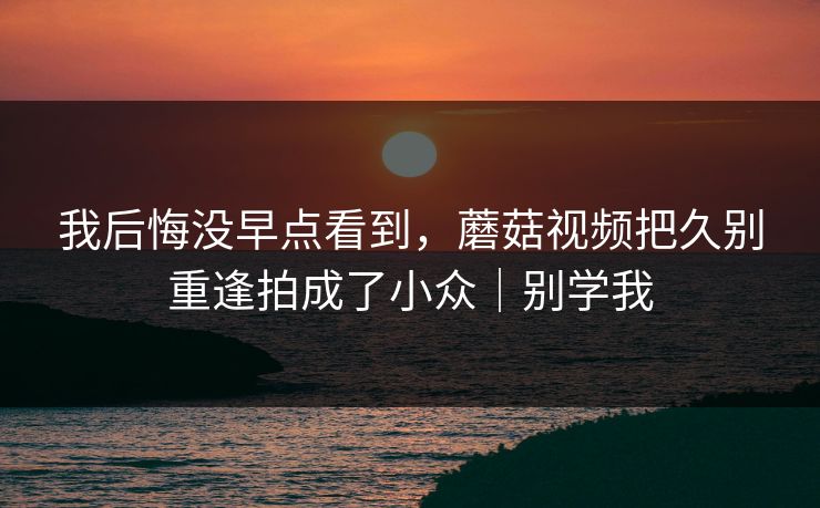 我后悔没早点看到，蘑菇视频把久别重逢拍成了小众｜别学我